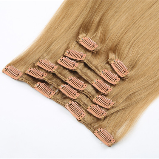 Double drawn virgin remy human cilip in hair extention 100g 120g 140g 200g clip in hair extension HN211